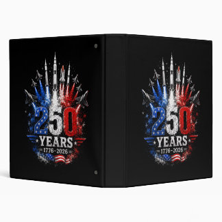 250 Years 1776–2026 Patriotic Sky Celebration Free 3 Ring Binder