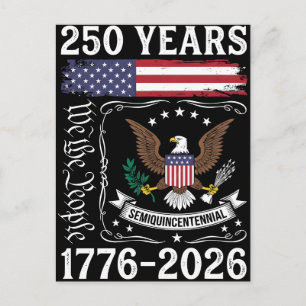 250 years 1776 2026 semiquincentennial usa eagle a holiday postcard
