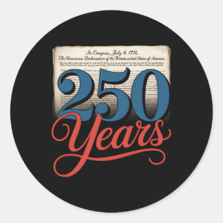 250 Years 1776 Declaration Of Independence Usa Gif Classic Round Sticker