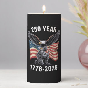 250 Years 250th Anniversary USA 4th July Pillar Candle