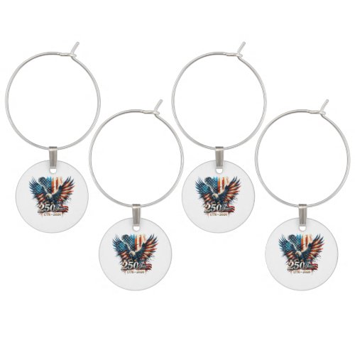 250 Years America Anniversary 250th Independence D Wine Charm