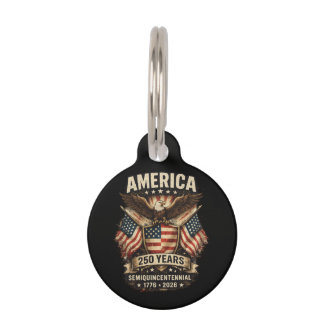 250 Years America Anniversary Flag USA Pet ID Tag