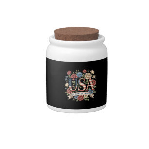250 Years America Anniversary Flowers USA 250th Bi Candy Jar