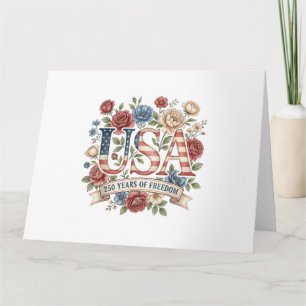 250 Years America Anniversary Flowers USA 250th Bi Card