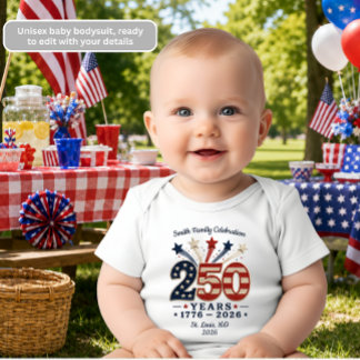 250 Years America Birthday Baby Bodysuit