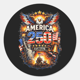 250 Years American 1776 2026 250th USA Birthday Classic Round Sticker