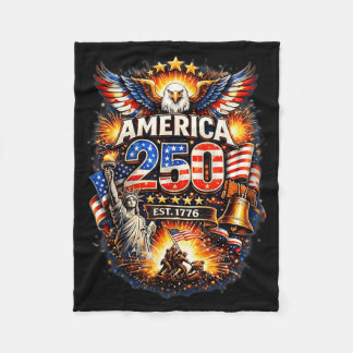 250 Years American 1776 2026 250th USA Birthday Fleece Blanket