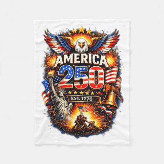 250 Years American 1776 2026 250th USA Birthday Fleece Blanket