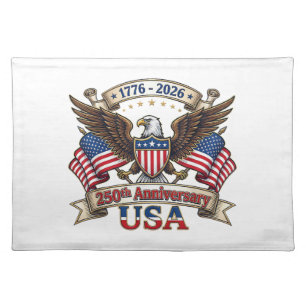 250 Years American 250th 4th of July Anniversary 1 Cloth Placemat