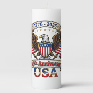250 Years American 250th 4th of July Anniversary 1 Pillar Candle