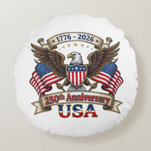 250 Years American 250th 4th of July Anniversary 1 Round Pillow