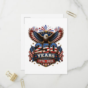 250 Years American 250th Anniversary 4th of July Invitation Postcard