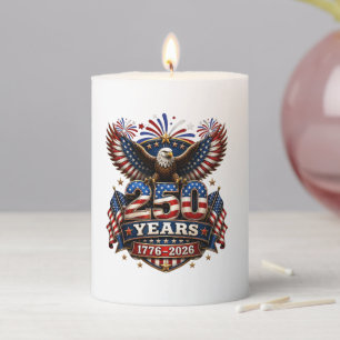 250 Years American 250th Anniversary 4th of July Pillar Candle