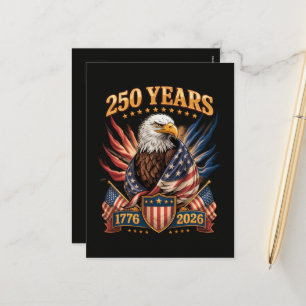 250 Years American 250th Anniversary Usa Patriotic Holiday Postcard