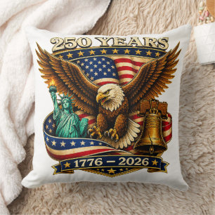 250 Years American 250th Anniversary USA Throw Pillow
