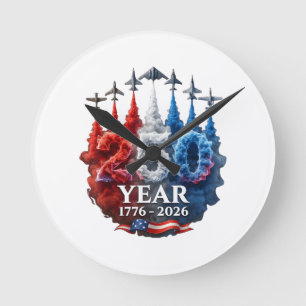 250 years american 250th usa patriotic 4th july an round clock