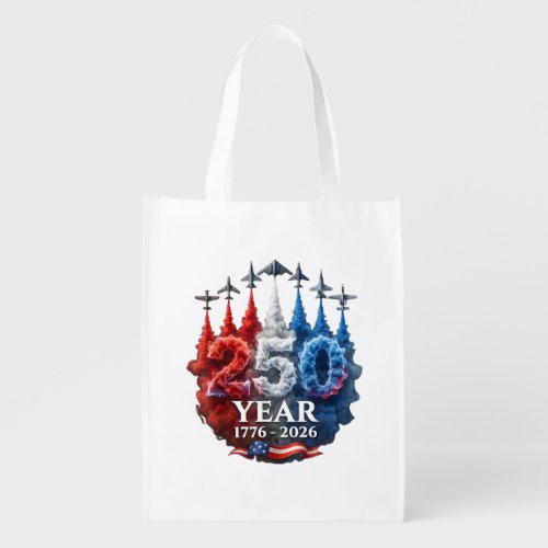 250 Years American 250th USA Patriotic 4th of July Grocery Bag