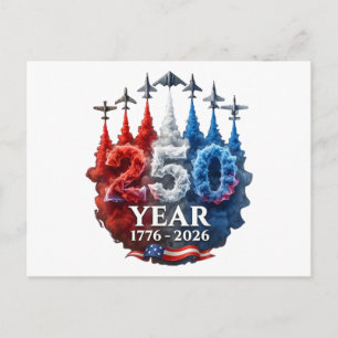 250 Years American 250th USA Patriotic 4th of July Holiday Postcard
