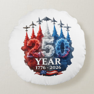 250 Years American 250th USA Patriotic 4th of July Round Pillow
