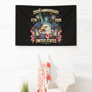 250 Years American Anniversary 1776-2026 USA Flag Banner