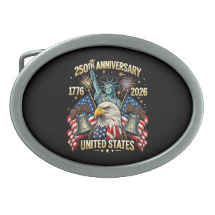 250 Years American Anniversary 1776-2026 USA Flag Belt Buckle