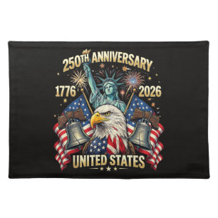 250 Years American Anniversary 1776-2026 USA Flag Cloth Placemat