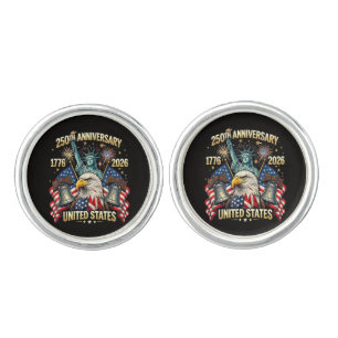 250 Years American Anniversary 1776-2026 USA Flag  Cufflinks