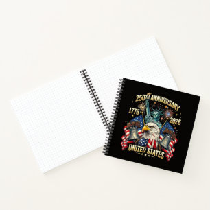 250 Years American Anniversary 1776-2026 USA Flag Notebook