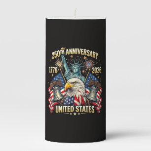 250 Years American Anniversary 1776-2026 USA Flag Pillar Candle