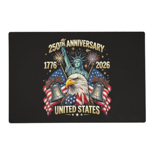 250 Years American Anniversary 1776-2026 USA Flag Placemat