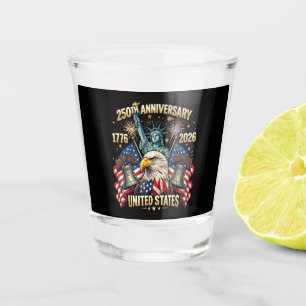 250 Years American Anniversary 1776-2026 USA Flag Shot Glass