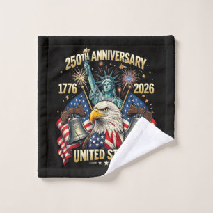 250 Years American Anniversary 1776-2026 USA Flag Wash Cloth