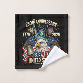 250 Years American Anniversary 1776-2026 USA Flag Wash Cloth