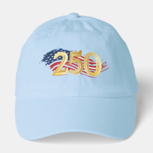 250 Years American flag brush with gold numbers Hat