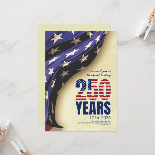 250 Years American Independence Birthday Invitation (Front/Back In Situ)