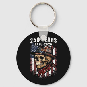 250 Years American Skull Skeleton Patriotic Keychain