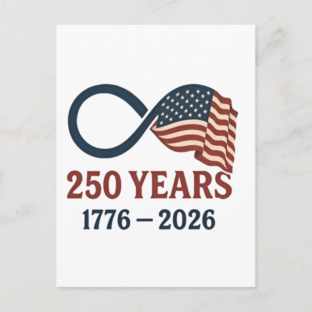 250 Years Anniversary 1776-2026 USA Patriotic  Announcement Postcard (Front)