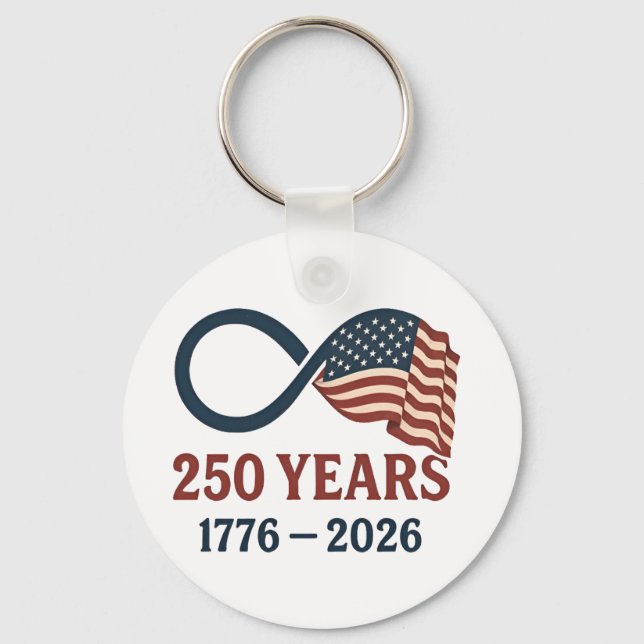 250 Years Anniversary 1776-2026 USA Patriotic  Keychain (Front)