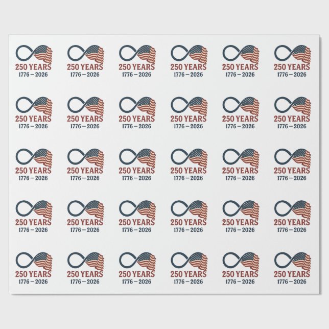250 Years Anniversary 1776-2026 USA Patriotic  Wrapping Paper (Flat)