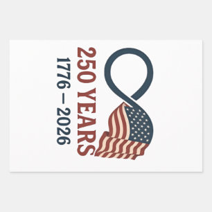 250 Years Anniversary 1776-2026 USA Patriotic Wrapping Paper Sheets