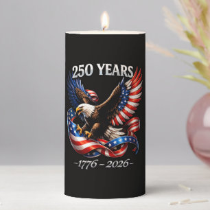 250 Years Anniversary Eagle American Flag Pillar Candle