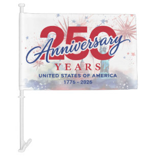 250 Years Anniversary USA 1776 2026 Fireworks  Car Flag