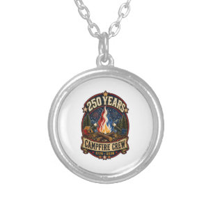 250 Years Campfire Crew 1776 2026 250th 4th July C Silver Plated Necklace