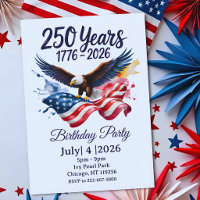 250 Years Eagle Watercolor American Flag 1776 2026
