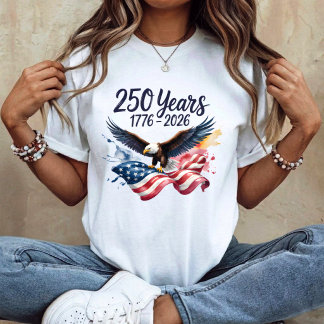 250 Years Eagle Watercolor American Flag 1776 2026 T-Shirt