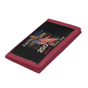 250 Years Faith and Freedom 4th of July Shirts Chr Tri-fold Wallet