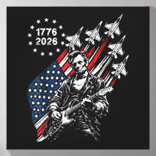 250 Years Fighter Jets Flag Abe Lincoln Playing Canvas Photo Tile
