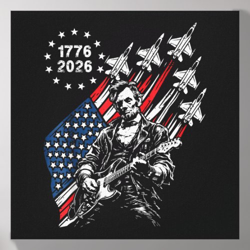 250 Years Fighter Jets Flag Abe Lincoln Playing Canvas Photo Tile