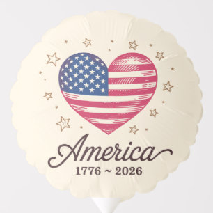 250 Years Flag Heart 1776 2026 250th 4th Of July Balloon