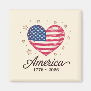 250 Years Flag Heart 1776 2026 250th 4th Of July Magnet